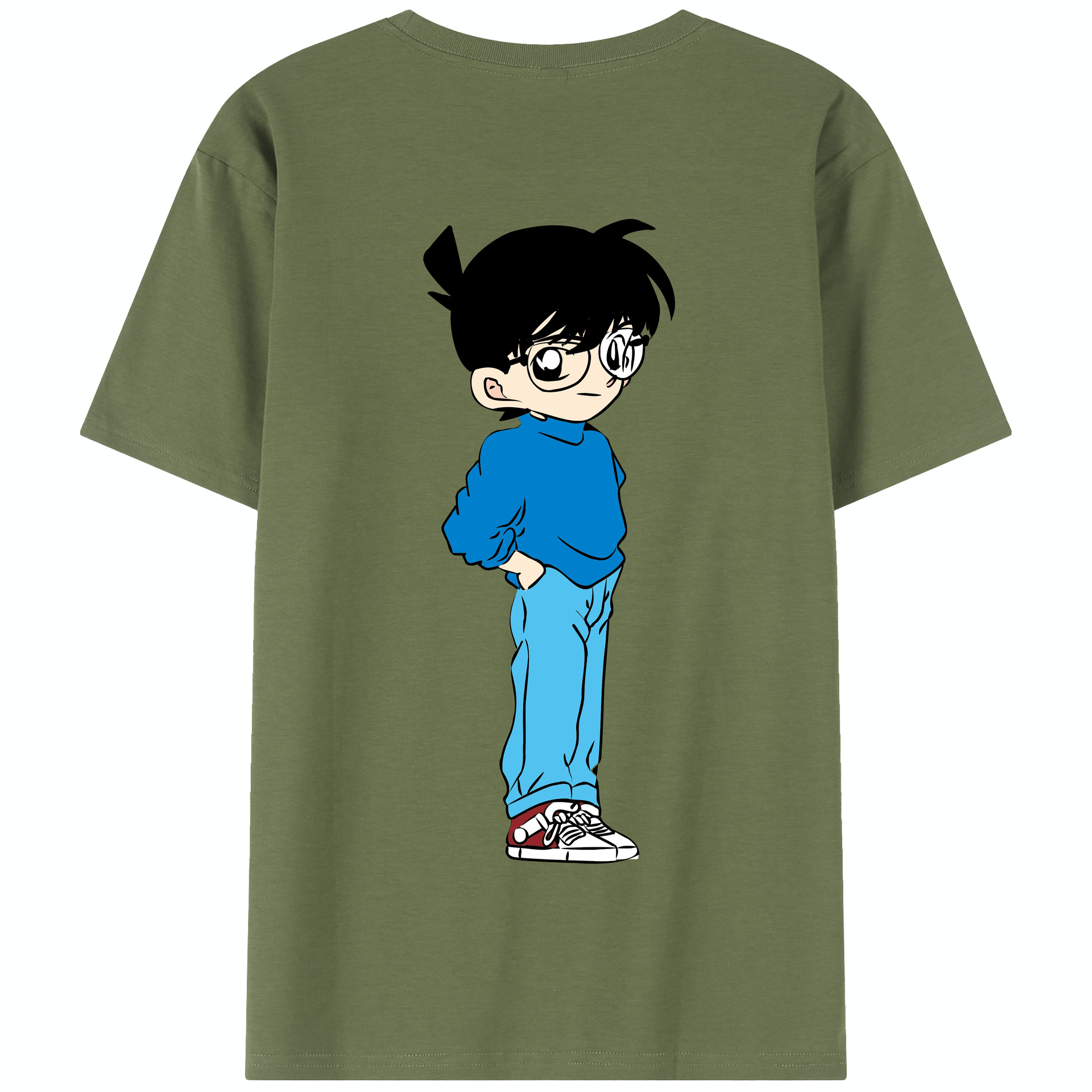 （画像用） 名探偵コナン 江戸川 コナン Detective Conan Conan Edogawa 綿100％半袖Tシャツ（背面プリント）